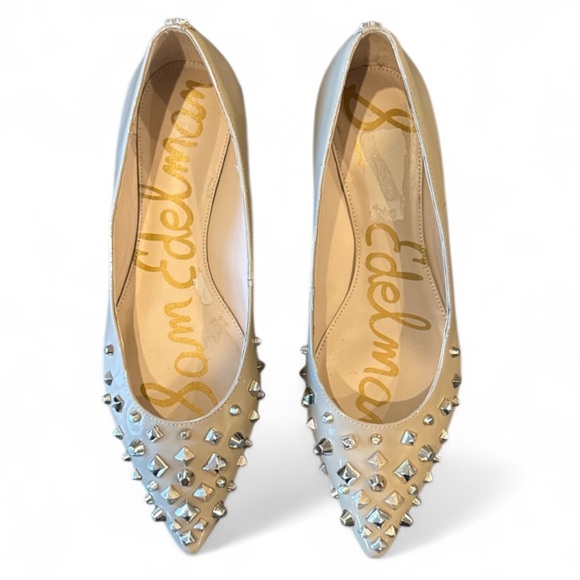 Sam Edelman Savannah Beige Studded Skimmer Pointed Toe Flats Size 7.5 - Picture 4 of 15